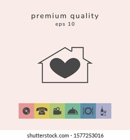 House with heart symbol. Graphic elements for your design