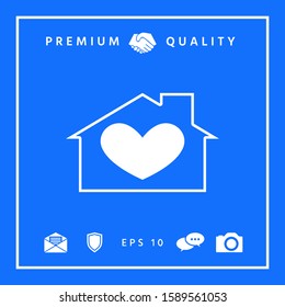 House with heart symbol. Graphic elements for your design