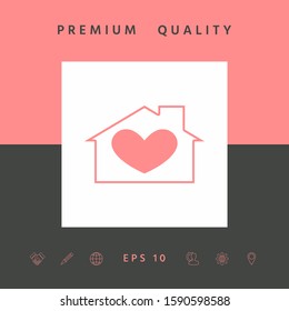 House with heart symbol. Graphic elements for your design