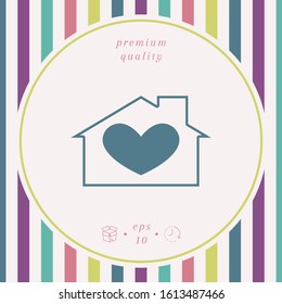 House with heart symbol. Graphic elements for your design