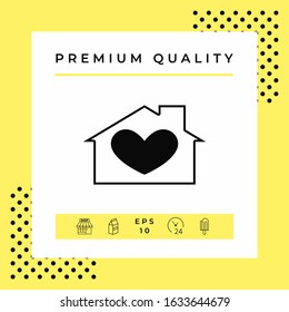 House with heart symbol. Graphic elements for your design