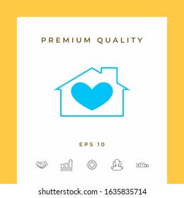 House with heart symbol. Graphic elements for your design