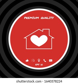 House with heart symbol. Graphic elements for your design