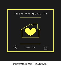 Casa con símbolo del corazón. Elementos gráficos para el diseño