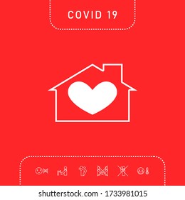House with heart symbol. Graphic elements for your design