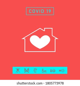 Casa con símbolo del corazón. Elementos gráficos para su diseño