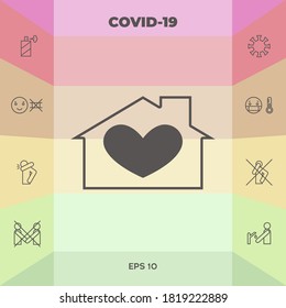 Casa con símbolo del corazón. Elementos gráficos para su diseño