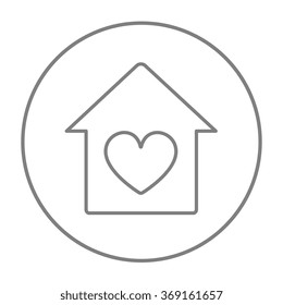 House With Heart Symbol Line Icon.