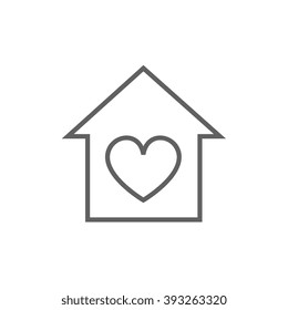 House with heart symbol line icon.