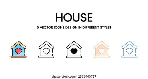 House with a Heart Symbol vector icons set ready to use vector illustration