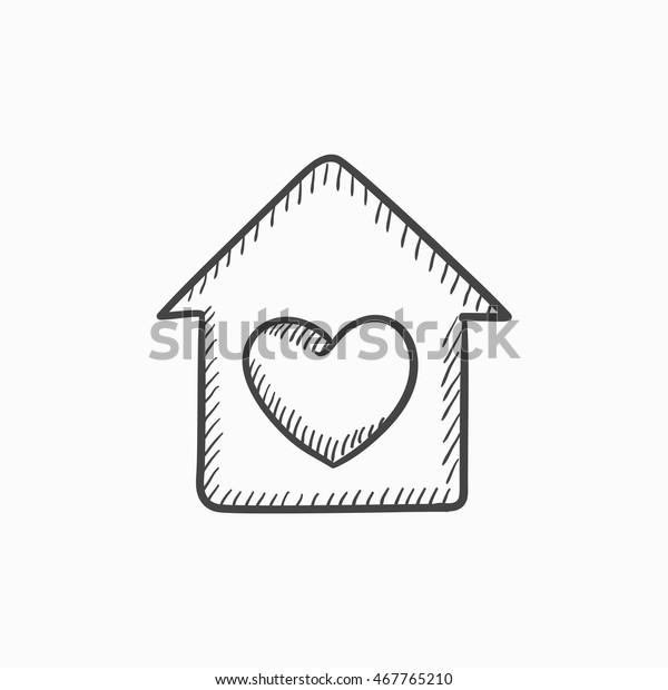 House Heart Symbol Vector Sketch Icon Stock Vector (Royalty Free