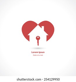 House In The Heart. Vector Abstract Illustration