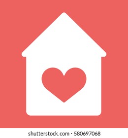 House with heart vector flat icon. Lovly home