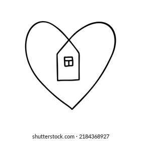 House Heart Vector Hand Drawn Monoline Stock Vector (Royalty Free ...