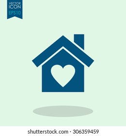 House With Heart Vector Icon.