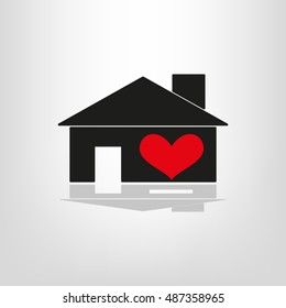 house, heart, vector icon