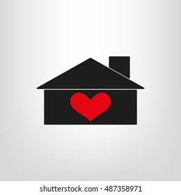 house, heart, vector icon