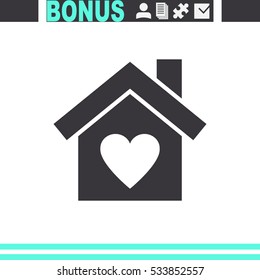 House With Heart Vector Icon.