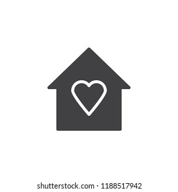 House with heart vector icon. filled flat sign for mobile concept and web design. Love house simple solid icon. Symbol, logo illustration. Pixel perfect vector graphics