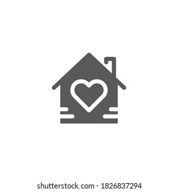 House with heart vector icon symbol isolated on white background
