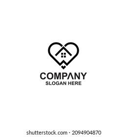 House and heart vector logo icon design