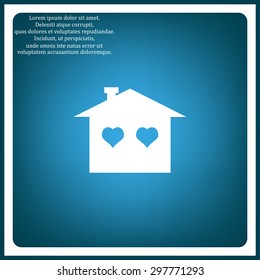 House with Hearts Icon, vector