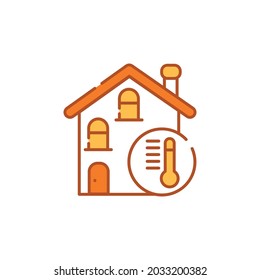 The house is heated color line icon. The temperature in the house. Pictogram for web page, mobile app, promo. UI UX GUI design element. Editable stroke.