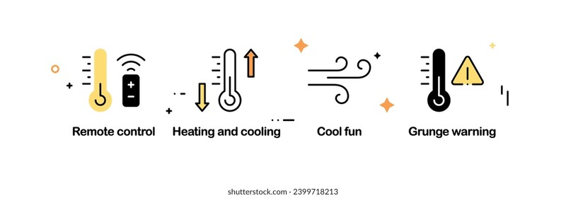 House heating, heat supply, heating boiler, gas and electric heating vector illustration.