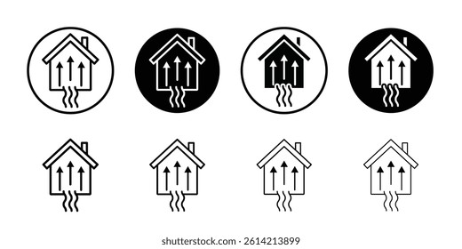 House heating icon Black and white outline vector