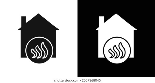 House heating icon flat line symbol set.