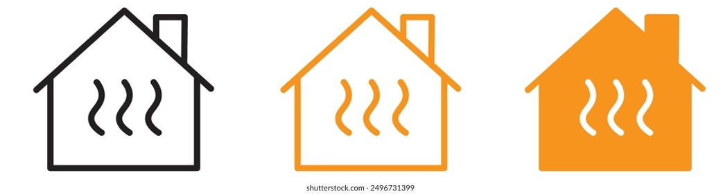 House Heating Icon Set Home Comfort Illustrations for HVAC and Energy Efficiency