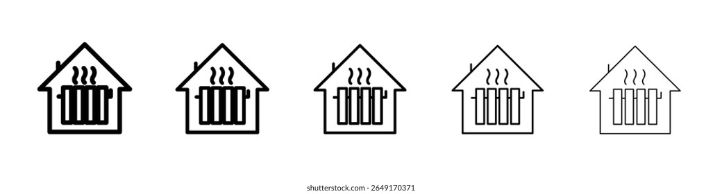 Ícone de aquecimento da casa delineamento fino marca de logotipo definida
