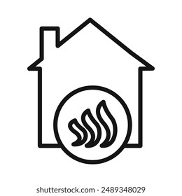 House heating icon Vector symbol or sign set collection in black and white outline