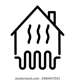 House heating linear logo mark in black and white