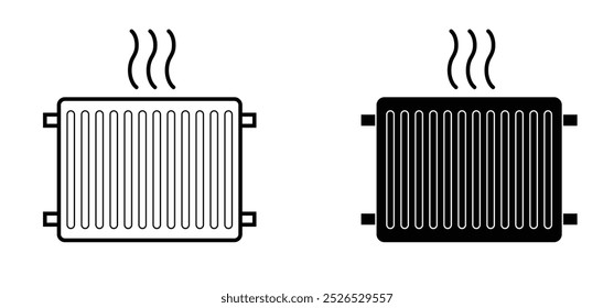 Radiador de aquecimento doméstico. Aquecedor quente. Consumo inteligente, conceito de energia. Gás doméstico ou aquecedor elétrico. Temperatura, conforto quente. aquecedor e símbolo de resfriamento. Controlo da radiação.