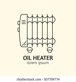 House Heating Single Logo. Illustration of Oil Heater made in trendy line style vector. Clean and Simple modern emblem for shop product or company. Perfect for your business.