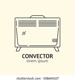 House Heating Single Logo. Illustration of Convector made in trendy line style vector. Clean and Simple modern emblem for shop product or company. Perfect for your business.