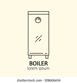 House Heating Single Logo. Illustration of Boiler made in trendy line style vector. Clean and Simple modern emblem for shop product or company. Perfect for your business.