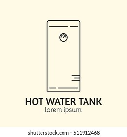 House Heating Single Logo. Illustration of Hot Water Tank made in trendy line style vector. Clean and Simple modern emblem for shop product or company. Perfect for your business.