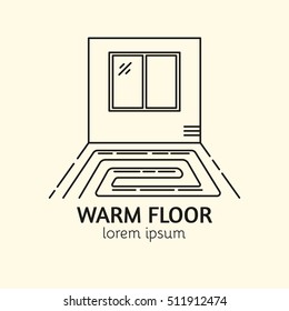 House Heating Single Logo. Illustration of Warm Floor made in trendy line style vector. Clean and Simple modern emblem for shop product or company. Perfect for your business.