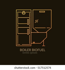 House Heating Single Logo. Illustration of Bio Fuel Boiler made in trendy line style vector. Clean and Simple modern emblem for shop product or company. Perfect for your business.