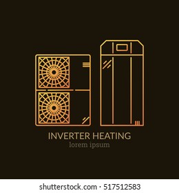 House Heating Single Logo. Illustration of Inverter Heating Blocks made in trendy line style vector. Clean and Simple modern emblem for shop product or company. Perfect for your business.
