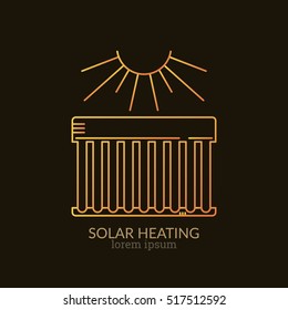 House Heating Single Logo. Illustration of Solar Collector made in trendy line style vector. Clean and Simple modern emblem for shop product or company. Perfect for your business.