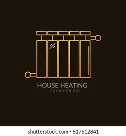 House Heating Single Logo. Illustration of Radiator made in trendy line style vector. Clean and Simple modern emblem for shop product or company. Perfect for your business.