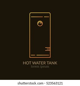 House Heating Single Logo. Illustration of Hot Water Tank made in trendy line style vector. Clean and Simple modern emblem for shop product or company. Perfect for your business.