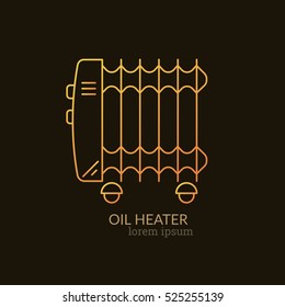 House Heating Single Logo. Illustration of Oil Heater made in trendy line style vector. Clean and Simple modern emblem for shop product or company. Perfect for your business.