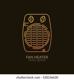 House Heating Single Logo. Illustration of Fan Heater made in trendy line style vector. Clean and Simple modern emblem for shop product or company. Perfect for your business.
