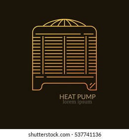 House Heating Single Logo. Illustration of Heat Pump made in trendy line style vector. Clean and Simple modern emblem for shop product or company. Perfect for your business.