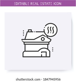 House heating system line icon. Conditioner at home. Lease home and housing amenities. Real estate agency, housing business concept. Isolated vector illustration. Editable stroke 