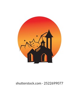 house helloween illustration design landscape vector nature bat